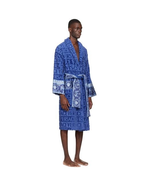 Versace Blue 'I Heart Baroque' Bathrobe for men