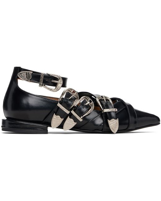 Toga Black Cross Strap Ballerina Flats