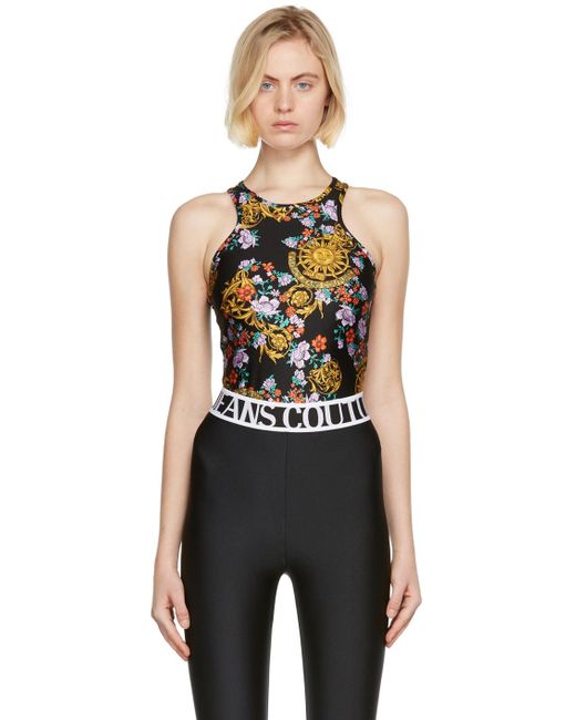 Versace Jeans Couture Synthetic Sun Flower Garland Bodysuit in Black - Lyst