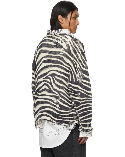 R13 Black & White Zebra Sweater for men