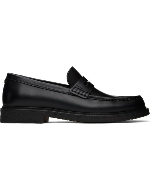 メンズ Boss ブラック ポリッシュドレザー ローファー Black