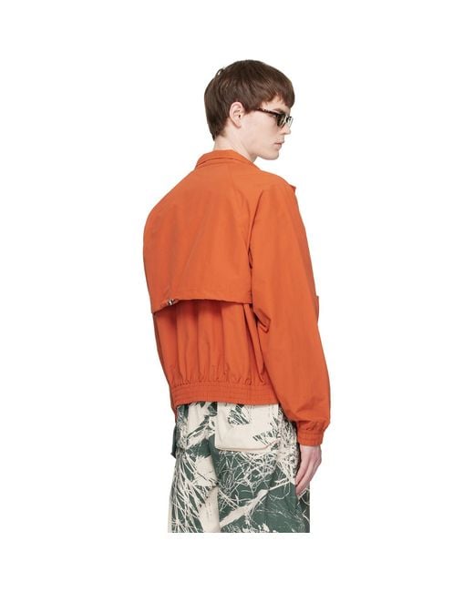 Reese Cooper Orange Nylon Cinched Harrington Jacket for men
