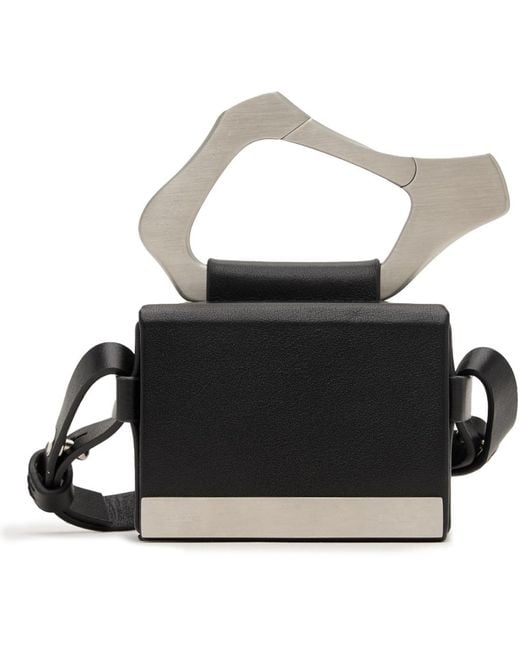 HELIOT EMIL Black Leather Strap Box Bag for men