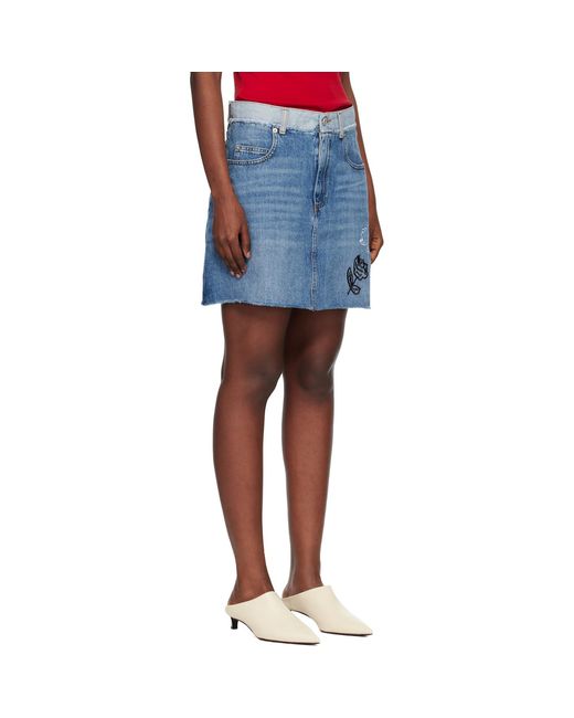 Marni Blue Stone Washed Patches Denim Miniskirt