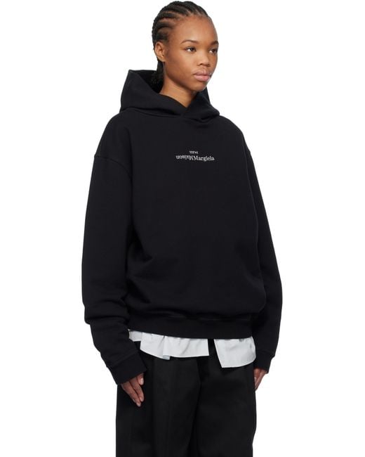 ★MAISON MARGIELA DISTORTED LOGO HOODIE ロゴ パーカー Maison Margiela Distorted Logo Hoodie in Black | Lyst