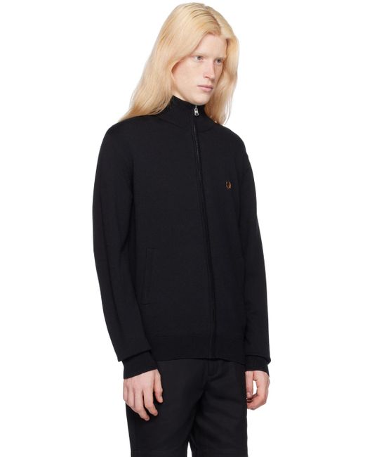 Fred Perry Black Classic Zip Through Cardigan for men