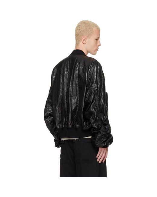 Rick Owens Black Tower Secchia Flight Leather Bomber Jacket for men