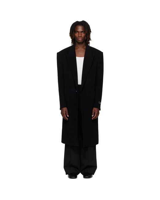 Balmain Black Oversized Wool & Cashmere Coat for men