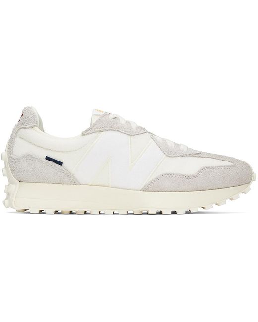 white and gray 327 sneakers