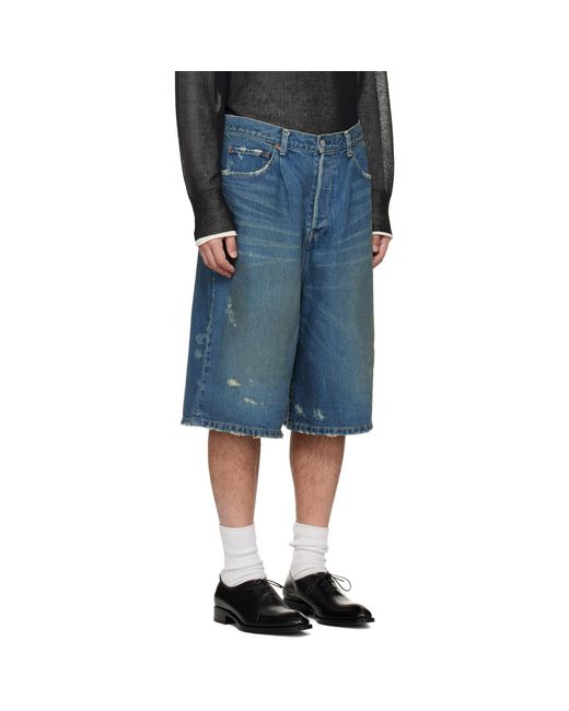 Ssstein Blue Baggy Denim Shorts for men