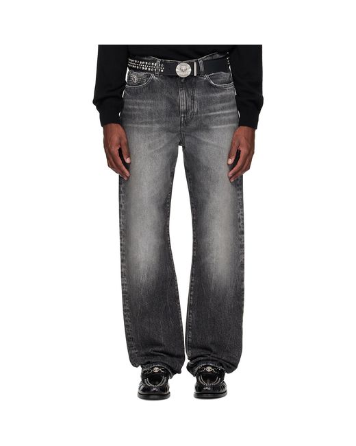 Jean Décontracté Gris Versace pour homme en coloris Black
