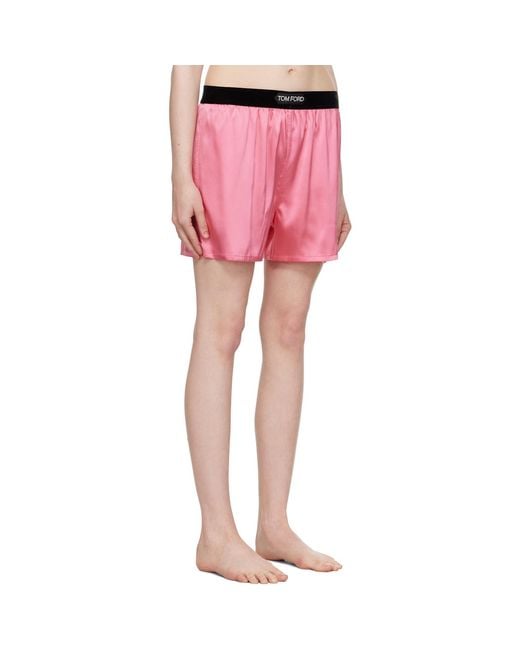 Tom Ford Pink Stretch Silk Satin Boxer Shorts