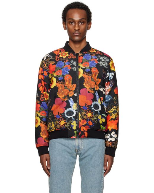 Moschino Multicolor Allover Flowers Bomber Jacket for men