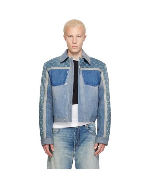 MARINE SERRE Blue Regenerated Boxy Denim Jacket for men