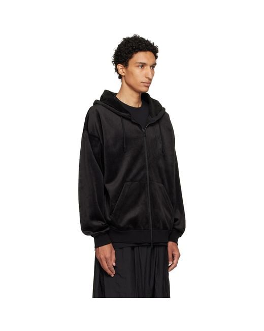 Y-3 Black Velvet Corduroy Zipper Hoodie for men