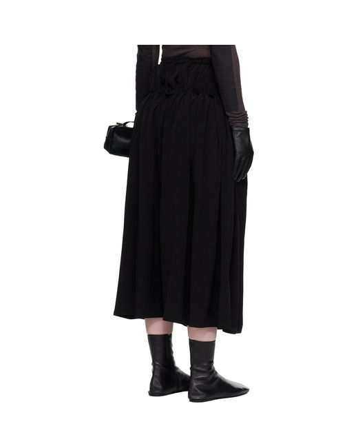Y's Yohji Yamamoto Black Crepe De Chine Double Gathered Maxi Skirt