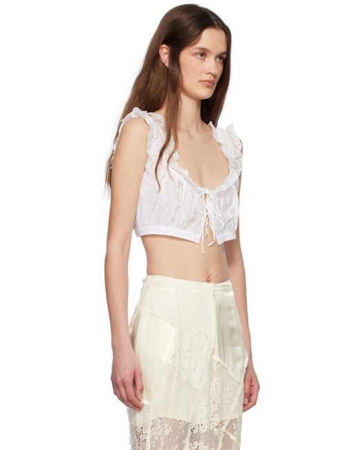 YUHAN WANG ホワイト Lace Trimmed Crop トップス White