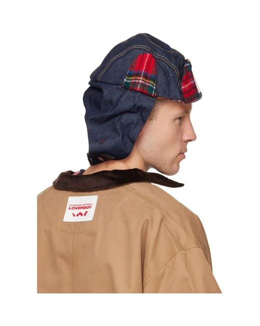 Charles Jeffrey Blue Trapper Hat for men