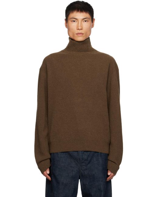 Lemaire Brown Relaxed Turtleneck for men