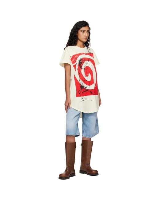 Vivienne Westwood Red Off- Swirl Longline T-Shirt