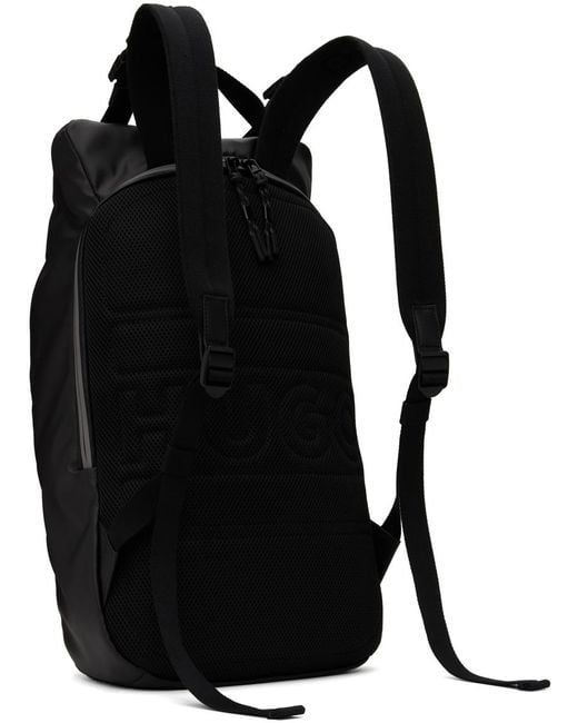 HUGO Black Logo Patch Backpack for men
