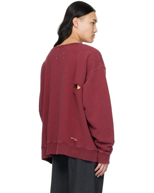 Maison Margiela Red Burgundy Cutout Sweatshirt for men