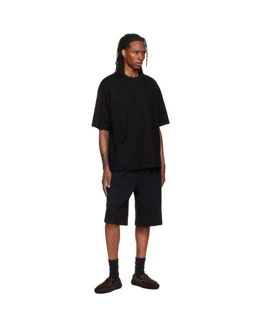 Wooyoungmi Black Single-Pleat Cotton Shorts for men