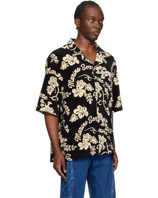 MARINE SERRE Black Jacquard Shirt for men