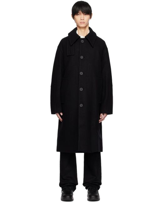Wooyoungmi Black Spread Collar Coat for men