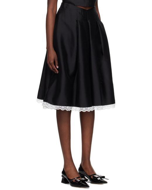 ShuShu/Tong Black Darted Midi Skirt