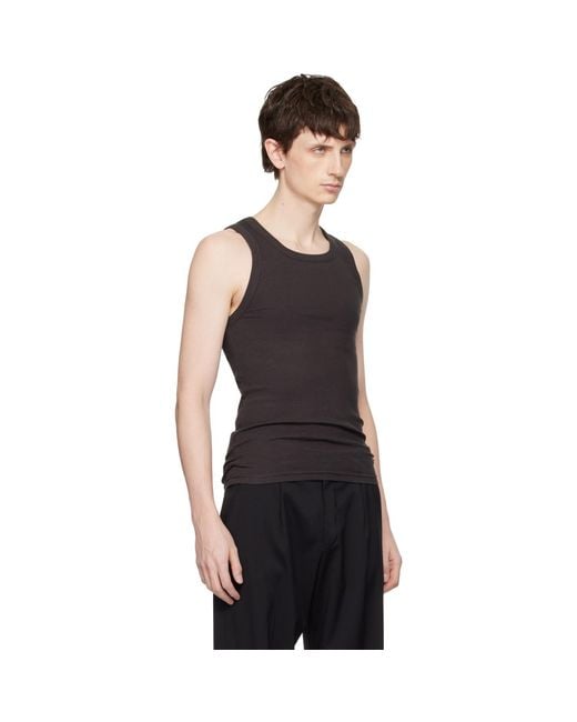 Seventh Black Base Rib Tank Top for men