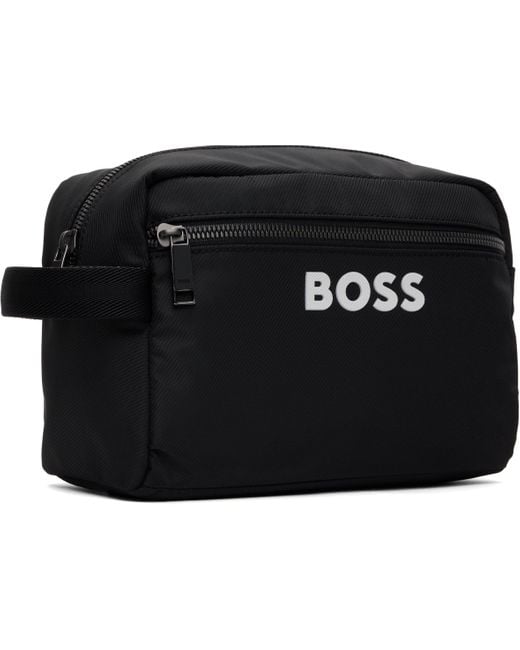 メンズ Boss ブラック リサイクル トラベルポーチ Black