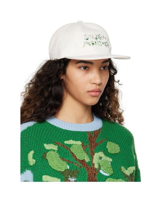 Stella McCartney Green White Embroidered Cap