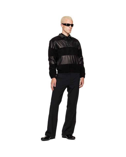 Ernest W. Baker Black Leather & Suede Sailor Jacket for men