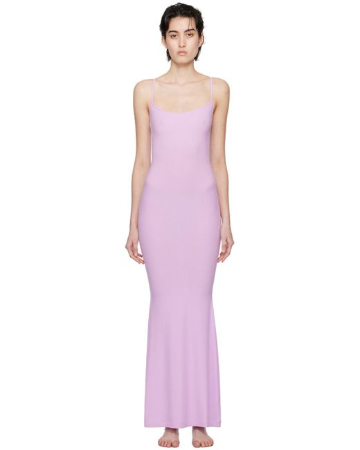 Skims Black Purple Soft Lounge Long Slip Maxi Dress