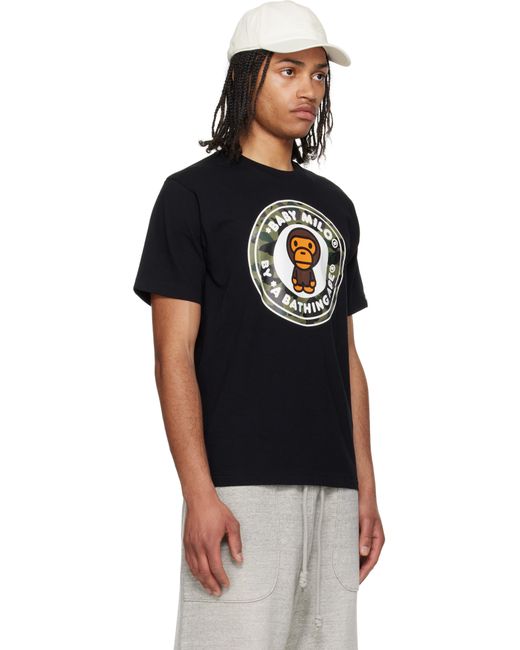 A Bathing Ape Black 1St Camo Milo Busy Works T-Shirt for men