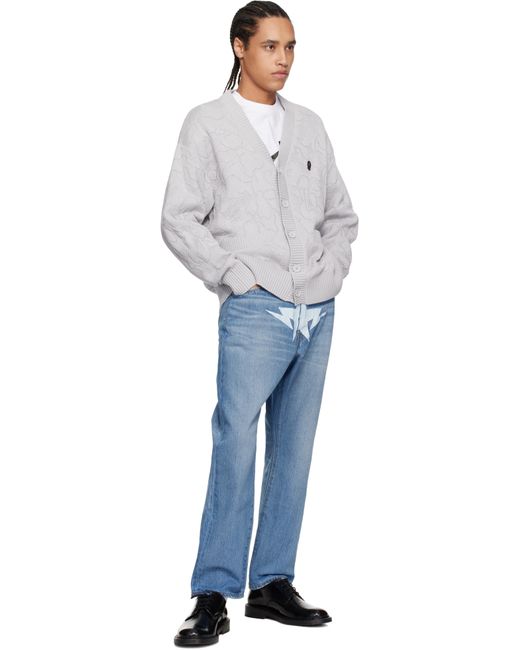 A Bathing Ape White Solid Camo Jacquard One Point Cardigan for men