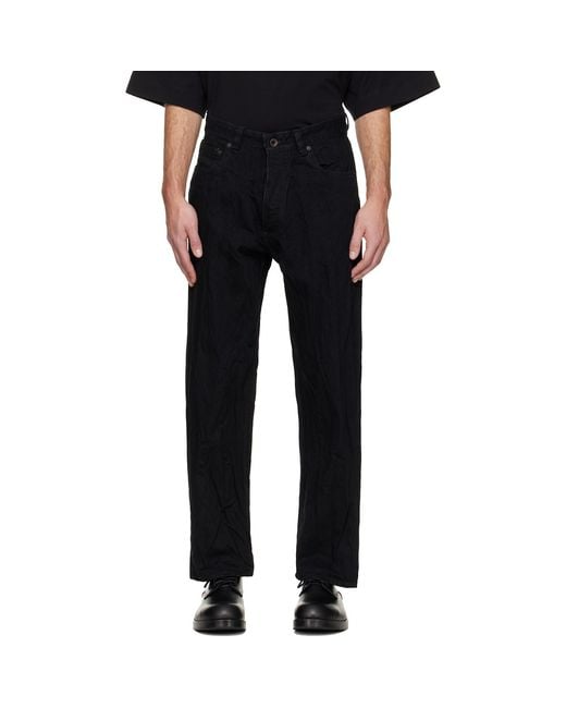 Studio Nicholson Black Seb Crinkle Denim Jeans for men