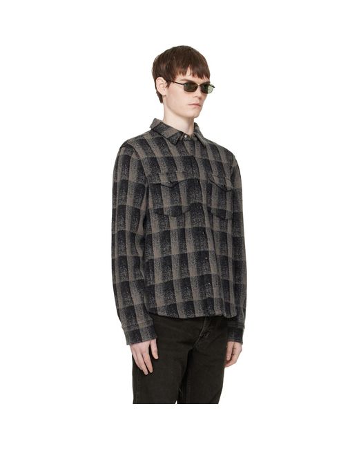 RRL Black Wool-Cashmere Western Overshirt for men