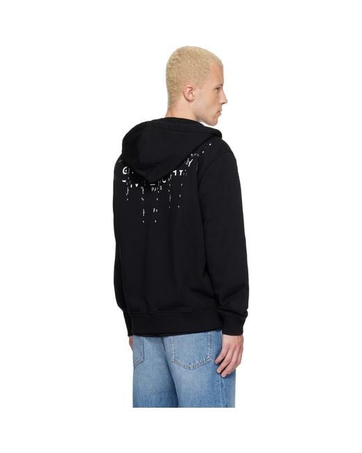 Givenchy Black Zipped Photographic Negative Print Hoodie for men