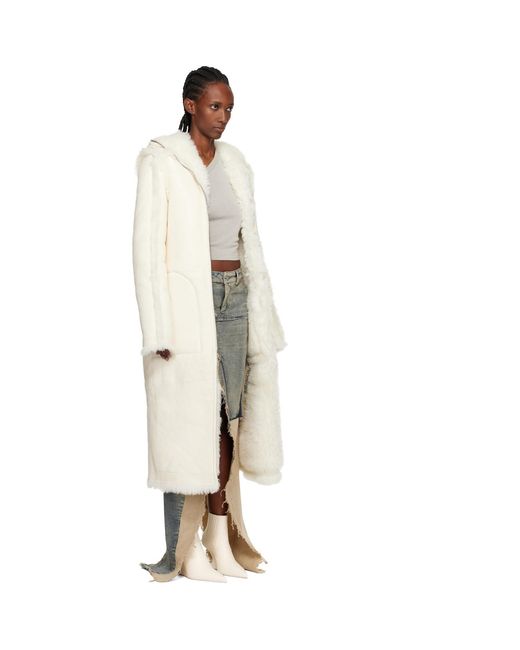 Rick Owens Black Off- Concordians Klaus Reversible Shearling Coat