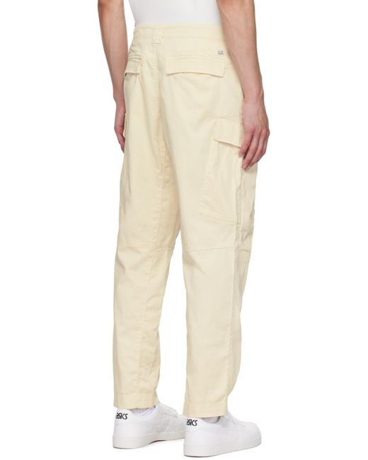 C P Company Natural Off- Loose Cargo Pants for men
