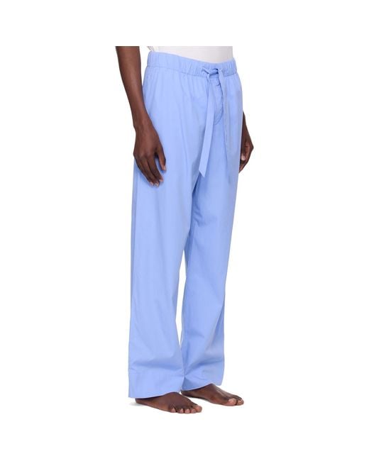 Tekla Blue Poplin Pyjama Pants for men