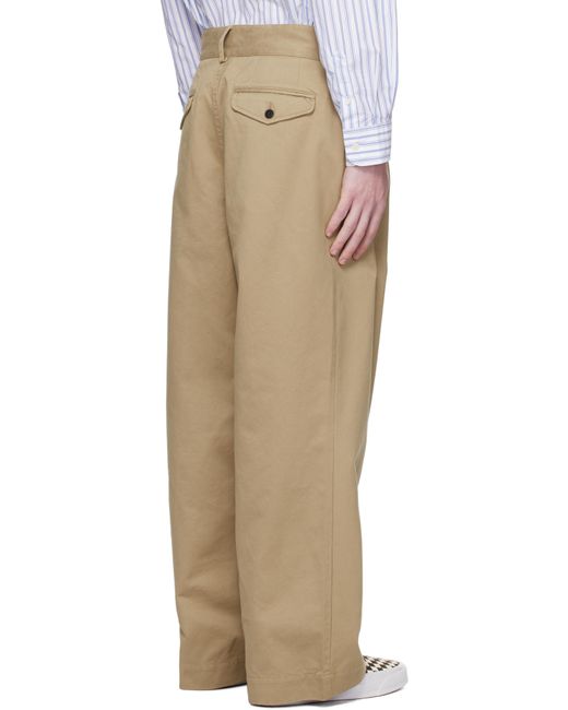 Noah Single-Pleat Baggy Trousers in Natural for Men | Lyst