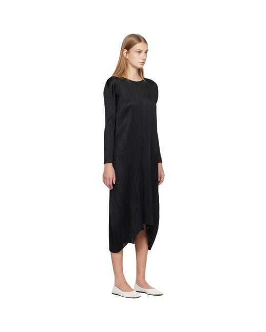 Pleats Please Issey Miyake Black Monthly Colors October Midi Dress