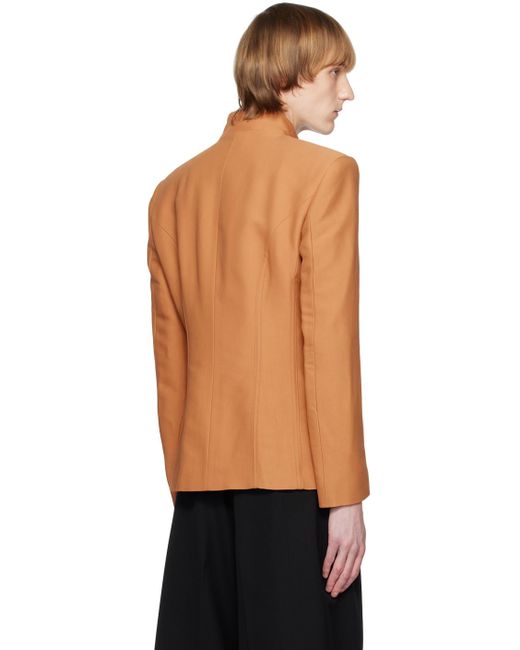 Dries Van Noten Black Orange Stand Collar Blazer for men