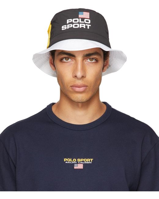 Polo Ralph Lauren Synthetic Black & White 'polo Sport' Bucket Hat in