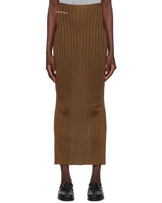 Marni Brown Ribbed Maxi Skirt