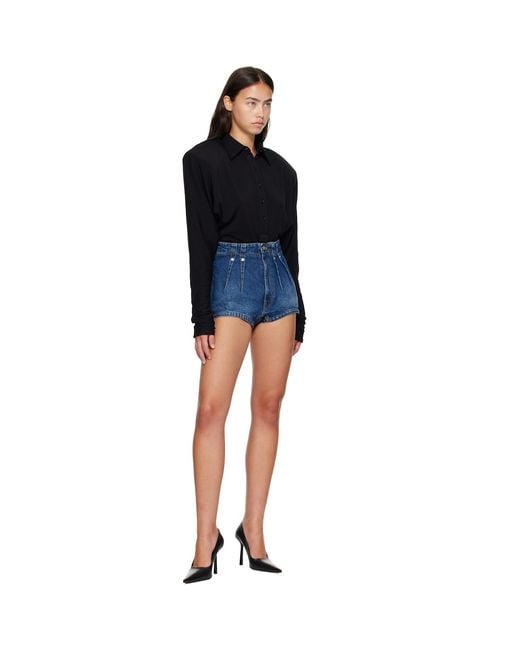 Mugler Black Batsleeves Polo Bodysuit