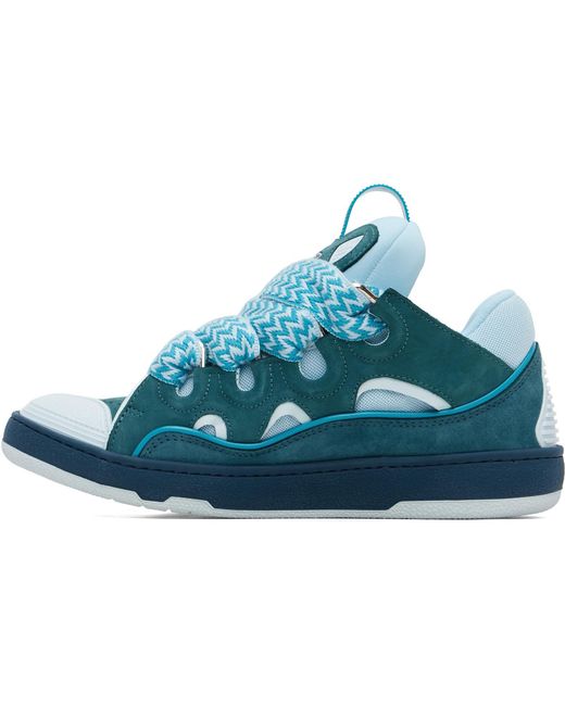 Lanvin Blue Bicolor Curb Sneakers for men